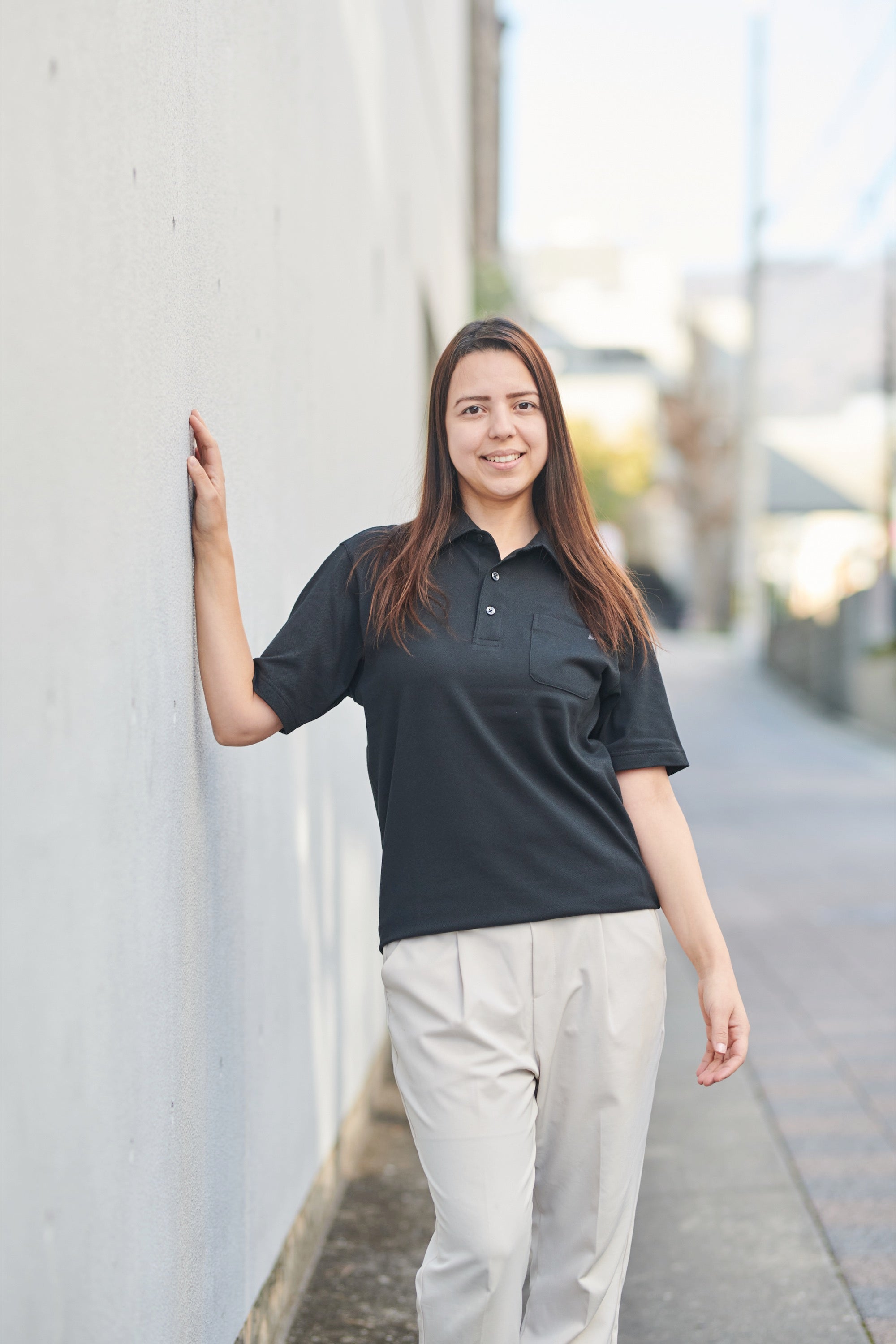 DRESS-POLO 柔らかストレッチ素材_BLACK